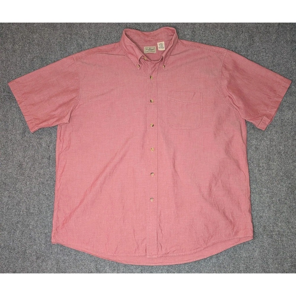 L.L. Bean Men's Size XL Regular Short Sleeve Button Down Faded Red 0XL80 Cotton